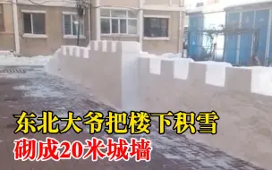 Download Video: 东北大爷把楼下积雪砌成20米城墙：就当锻炼身体，顺便清理积雪