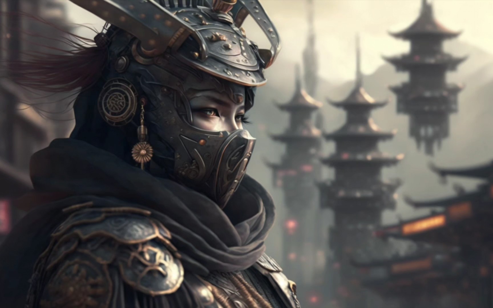 武士 但是未来科幻艺术风格!