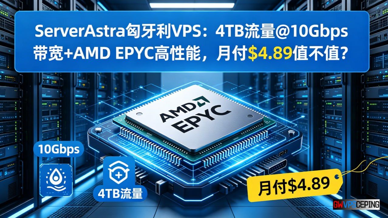 ServerAstra匈牙利VPS:4TB流量@10Gbps带宽+AMD EPYC高性能,月付$4.89值不值?