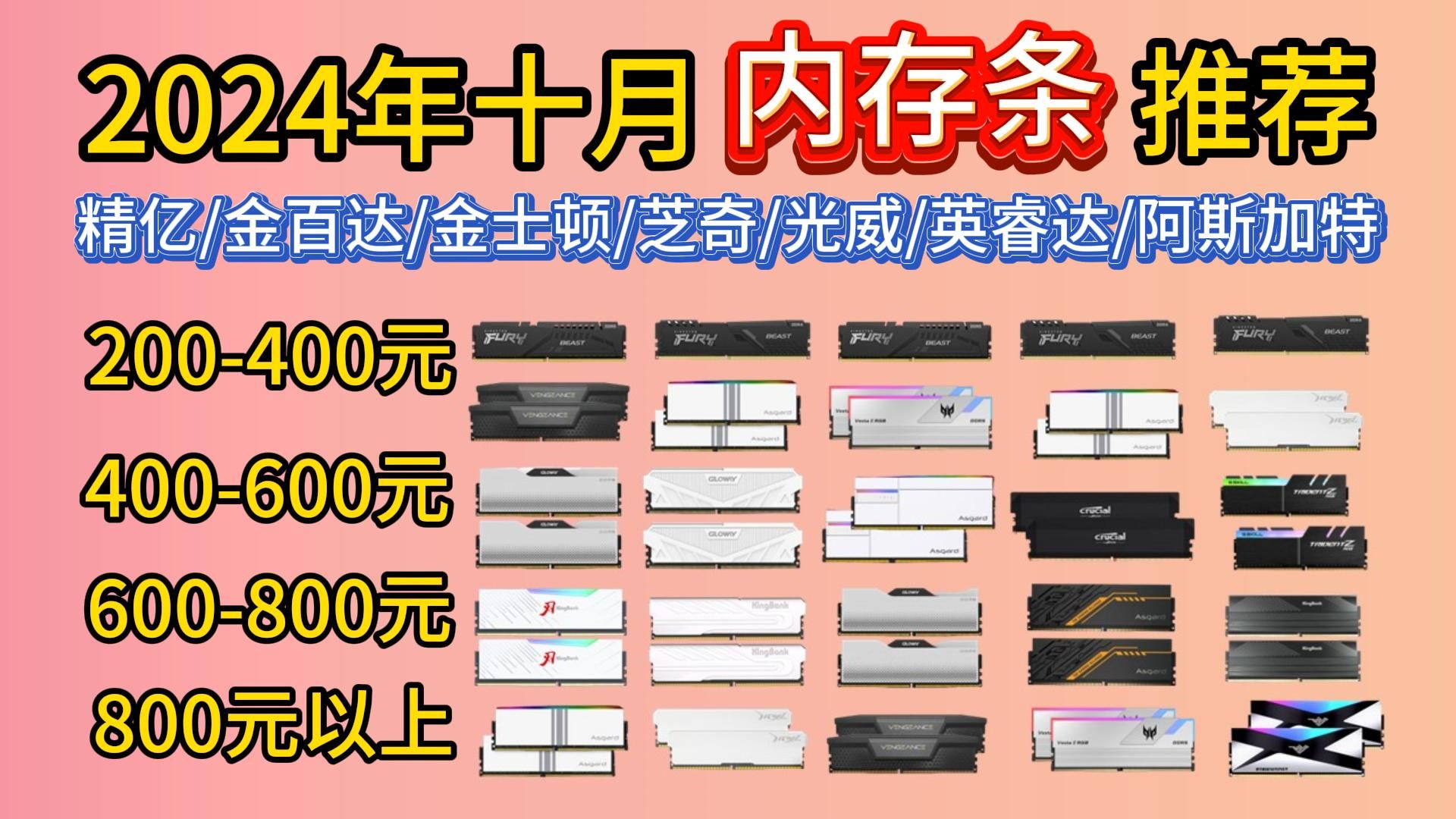 【双十一预热】2024年内存条推荐清单丨DDR4/DDR5内存条怎么选?精亿/毁灭者/金百达/金士顿/芝奇/光威/英睿达/阿斯加特等18款高性价比产品推荐哔哩...