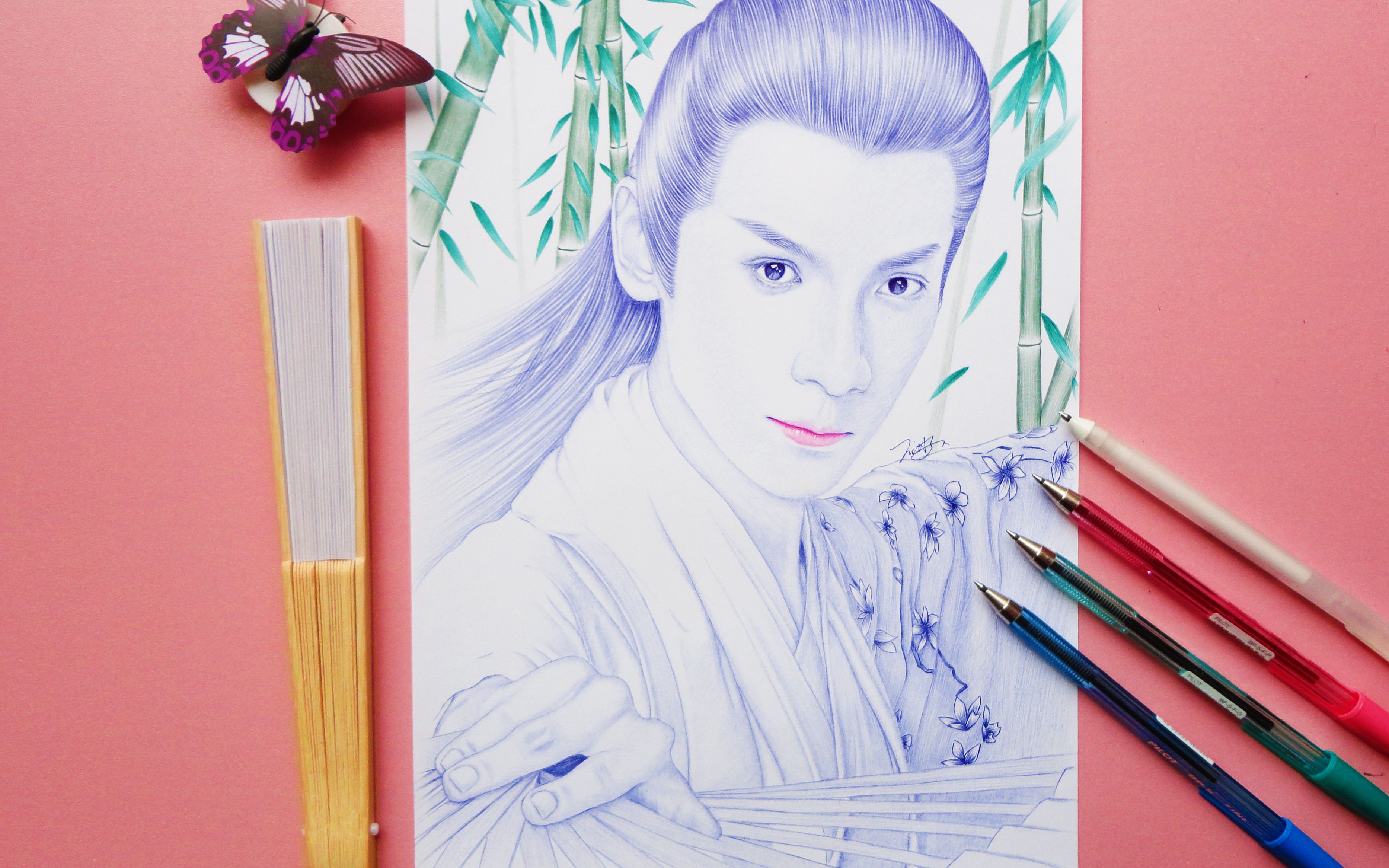 圆珠笔手绘《月上重火》罗云熙