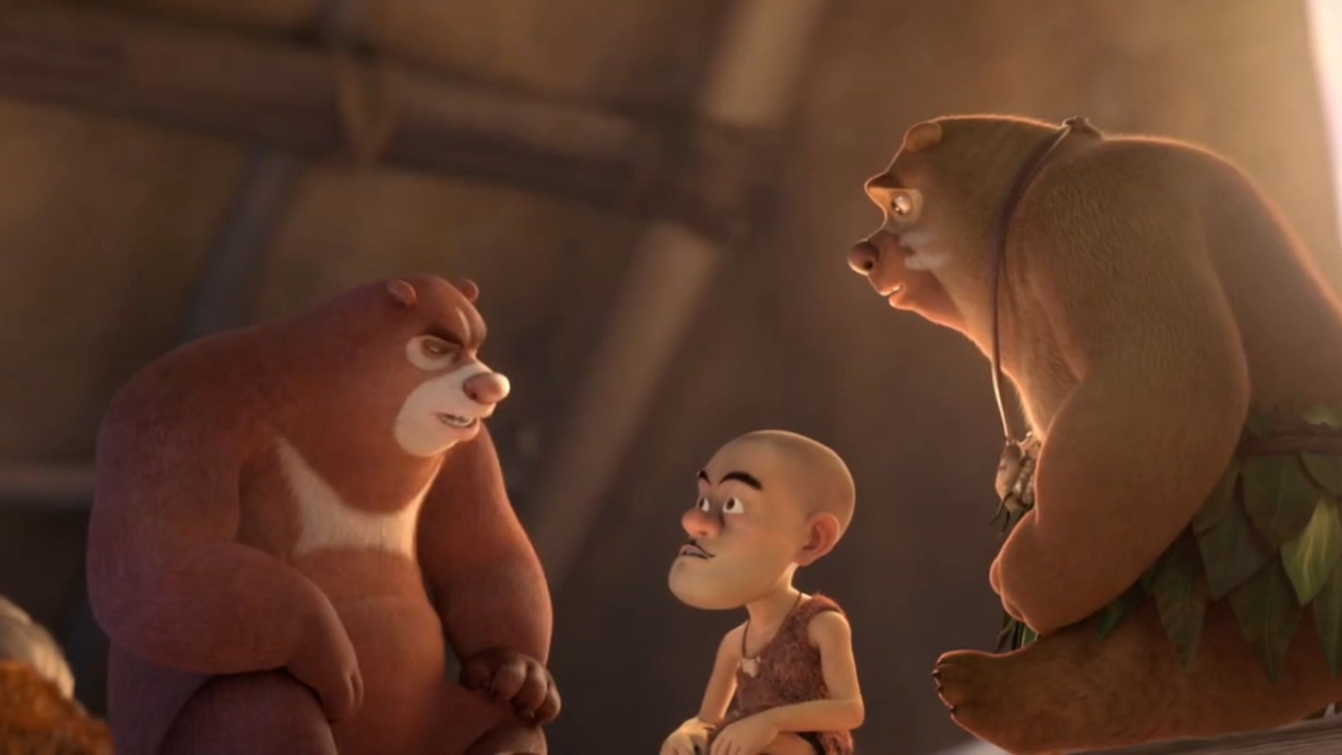 英文版【电影熊出没原始时代片段】原始部落开party!片段