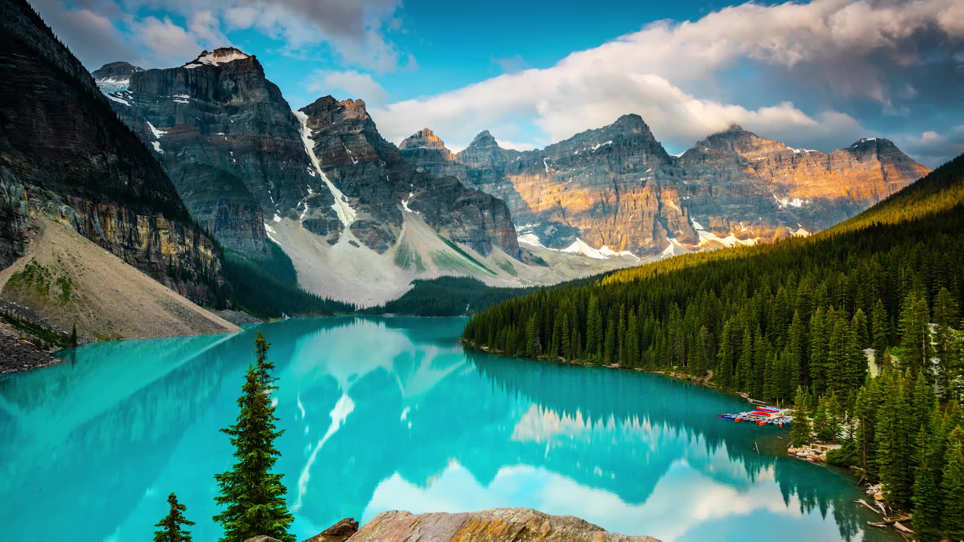 莫兰湖班夫国家公园中莫兰湖的延时视频必应壁纸必应美图