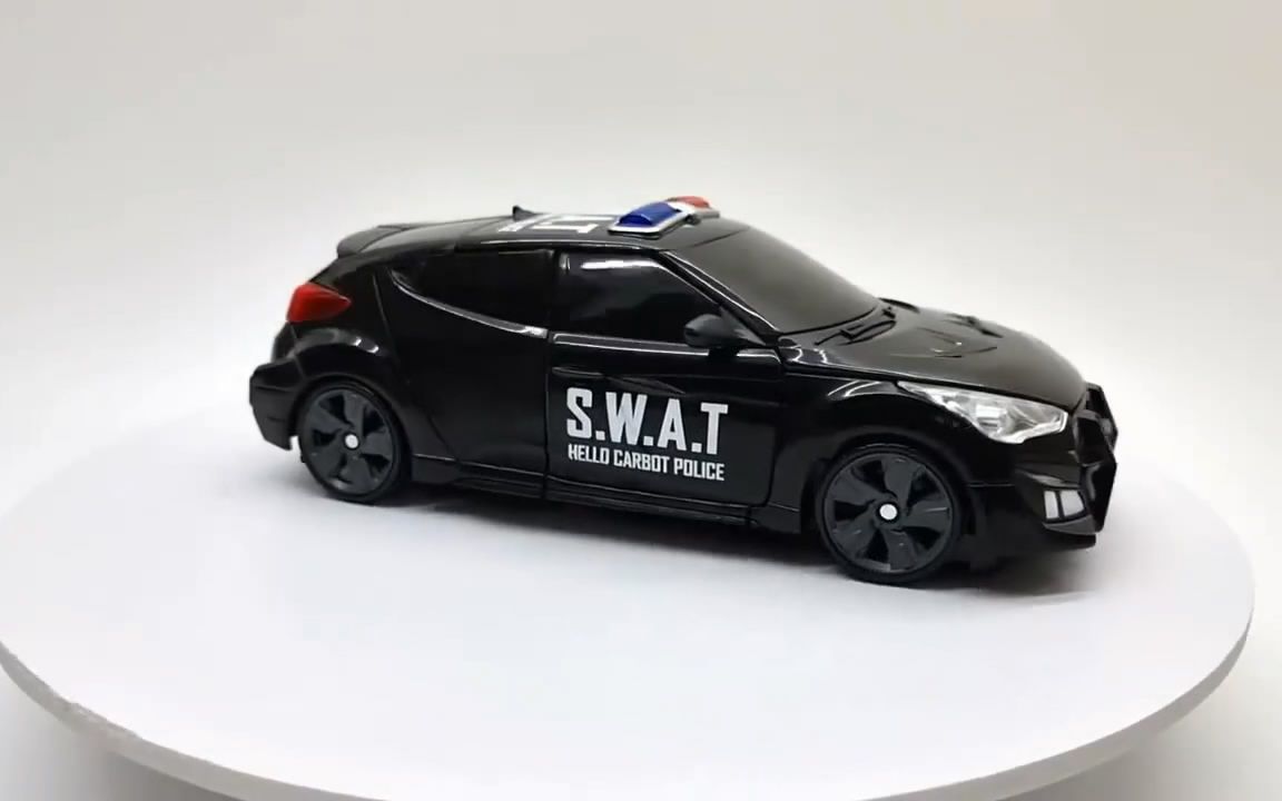 韩国暗黑警车模型玩具 展示把玩变形