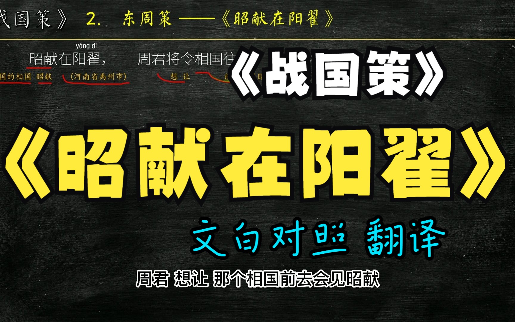 [图]《战国策》东周策《昭献在阳翟》全文解读翻译 文白对照 文言文解释