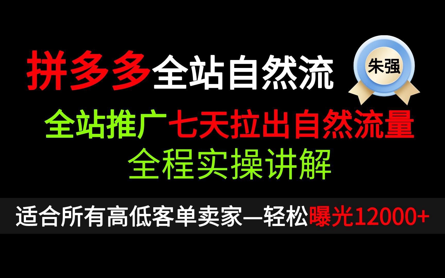 拼多多全站推广如何七天快速拉出自然流量的全流程实操讲解哔哩哔哩bilibili