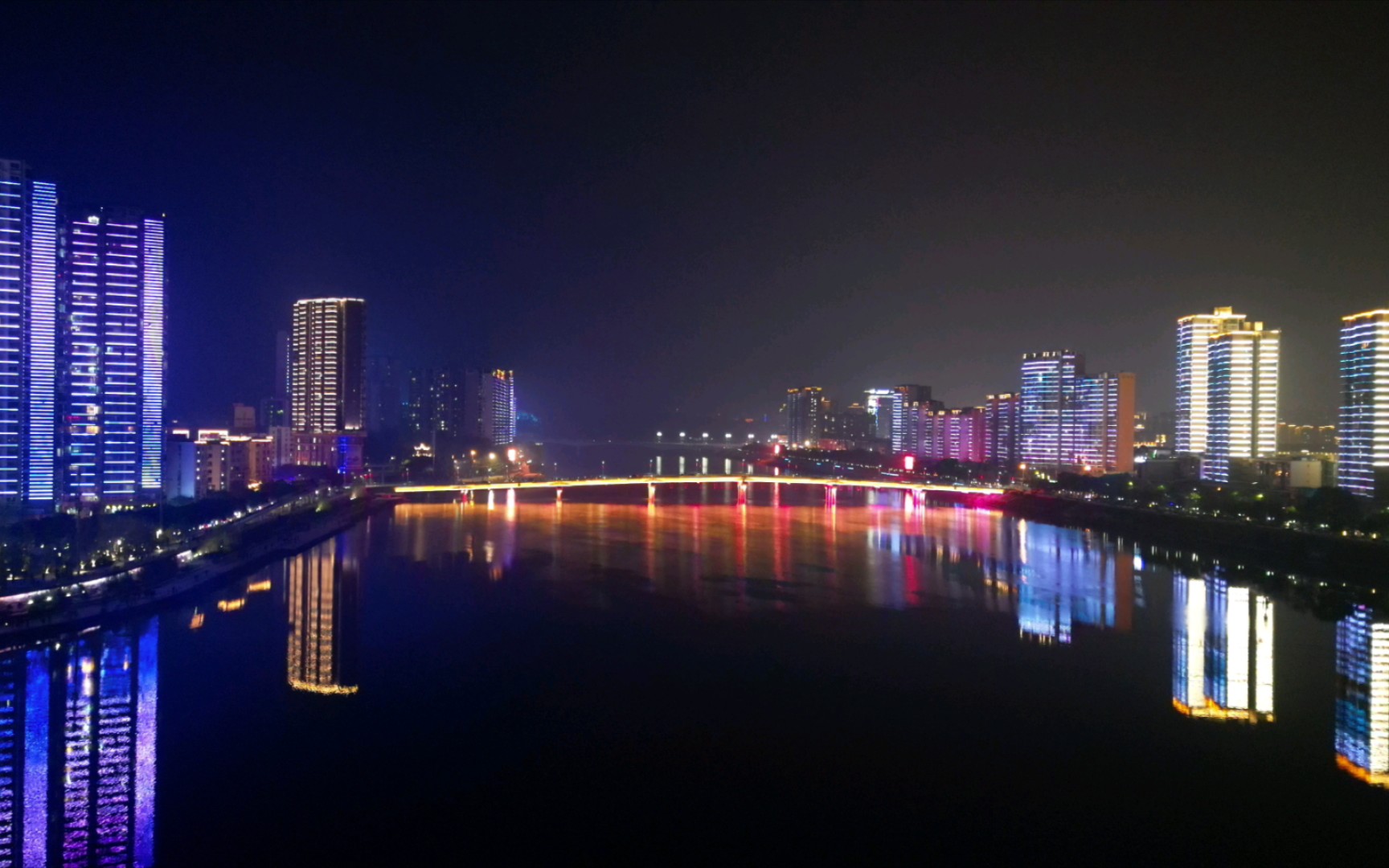 簡陽夜景 沱江河 城市燈光