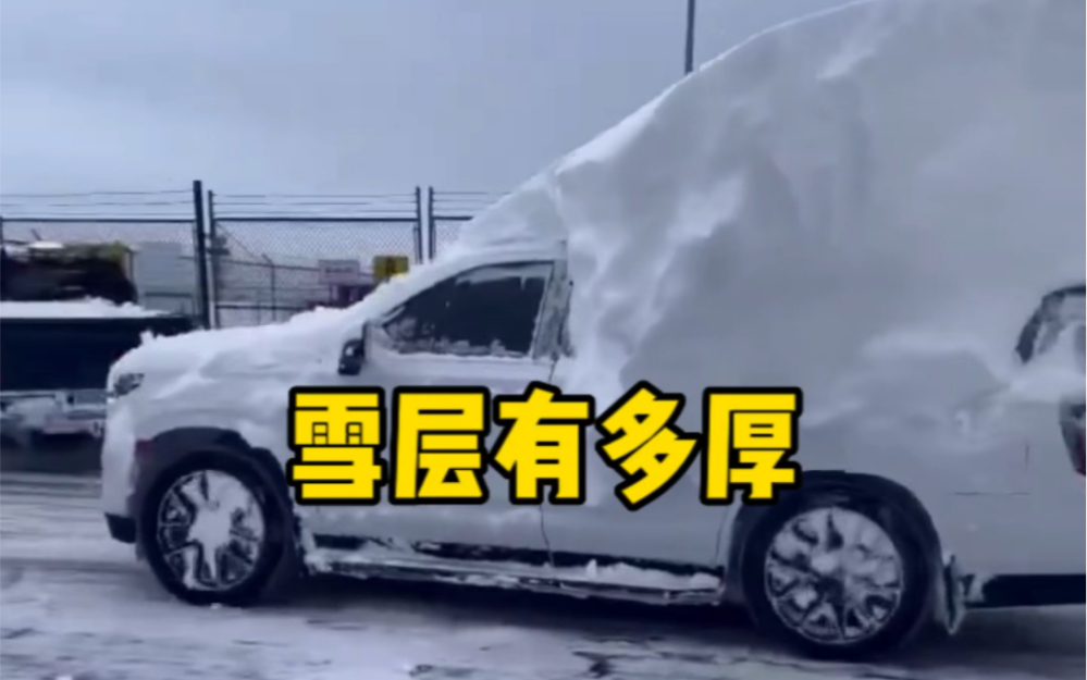 [图]暴风雪后的积雪层，也太厚了吧，门口堵住，车辆被覆盖