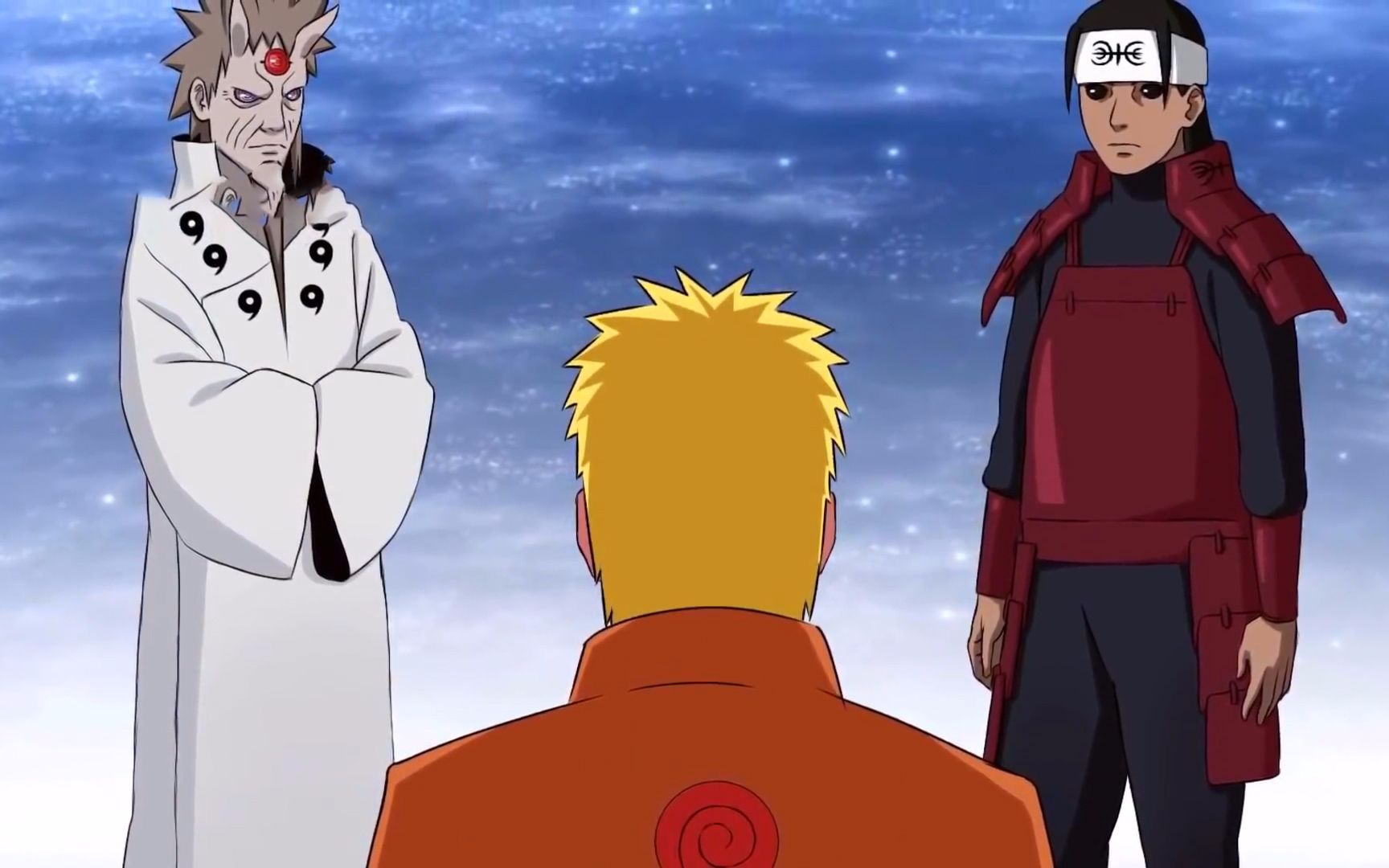 就在鸣人佐助即将陨落之时,六道仙人和因陀罗赐予了他们终极传承