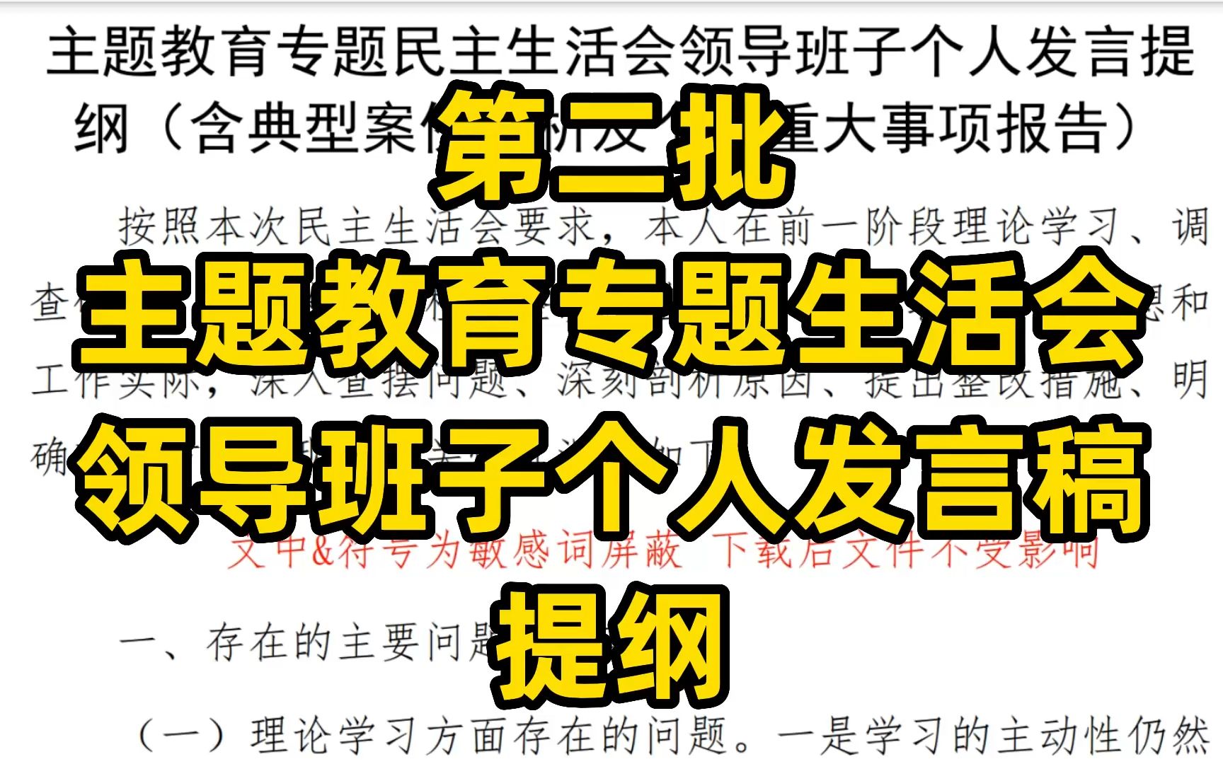 第二批主题教育专题生活会,领导班子个人发言稿范文,word文件哔哩哔哩bilibili