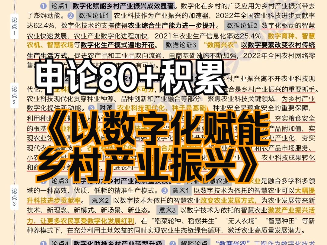 [图]数字乡村+产业振兴🔥乡村振兴重中之重一定要了解！｜申论80+积累｜日报精读