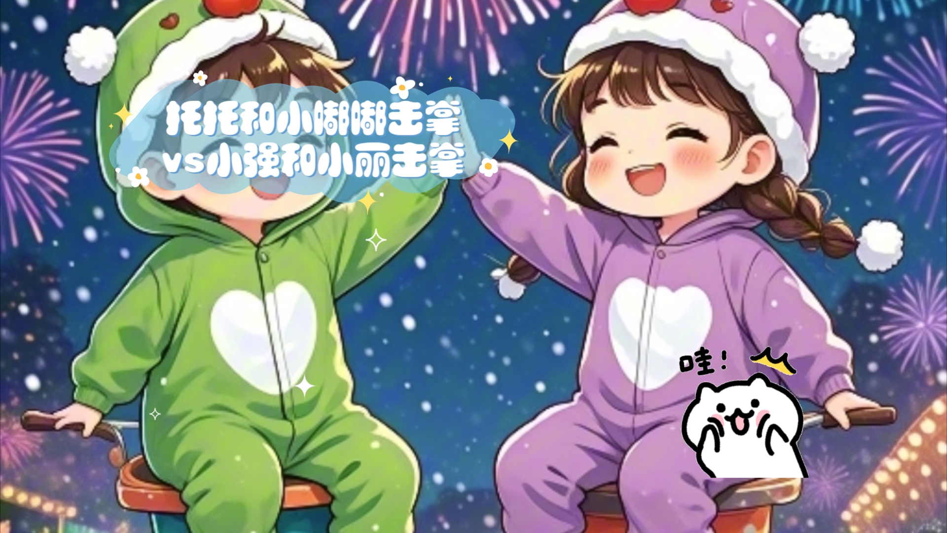 托托和小嘟嘟击掌vs小强和小丽击掌