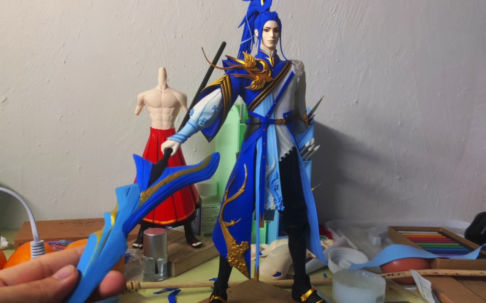 自制王者荣耀韩信"傲雪梅枪"手办,成品展示!