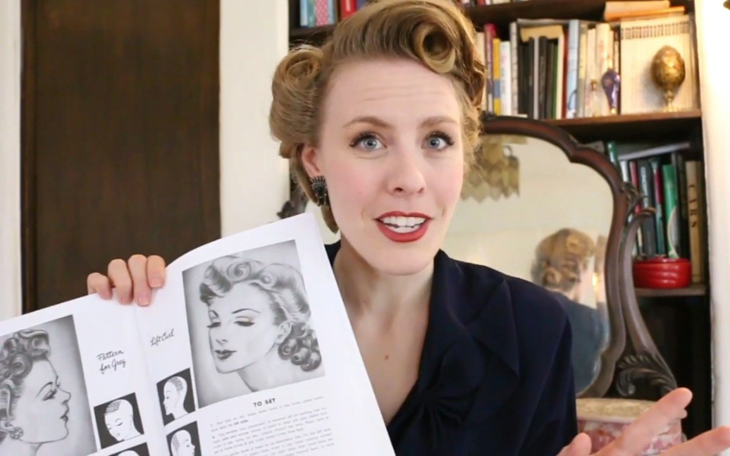 油管1940年代维多利亚波浪卷盘发教程