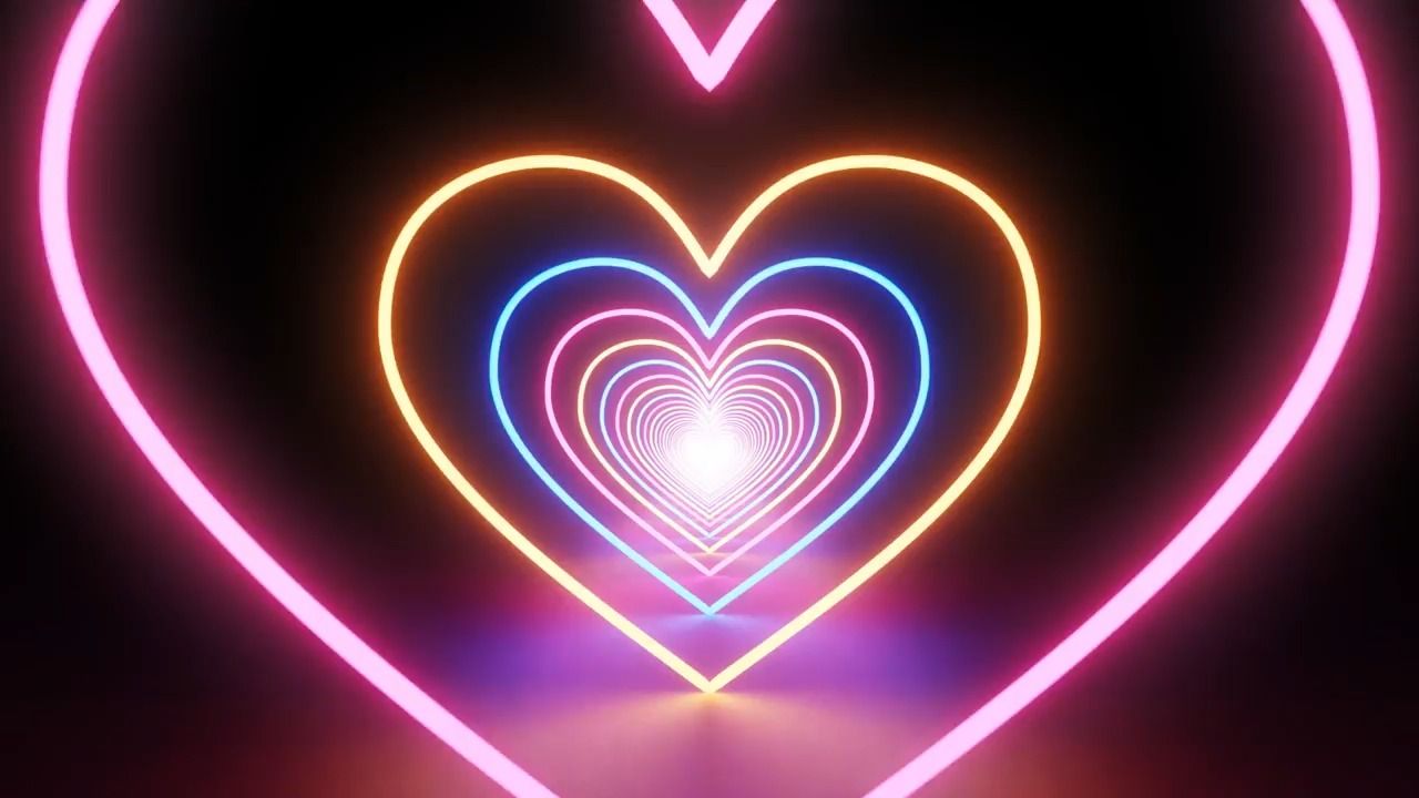 m762 唯美梦幻紫色粉色爱心光环霓虹灯多彩颜色灯光闪烁童话世界炫酷