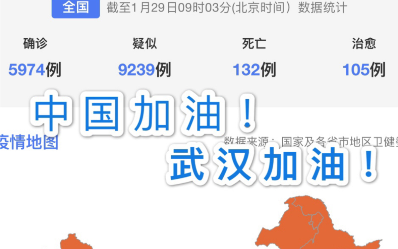 1.29日全国新型冠状病毒疫情地图及疫情趋势图中国加油!武汉加油!哔哩哔哩bilibili