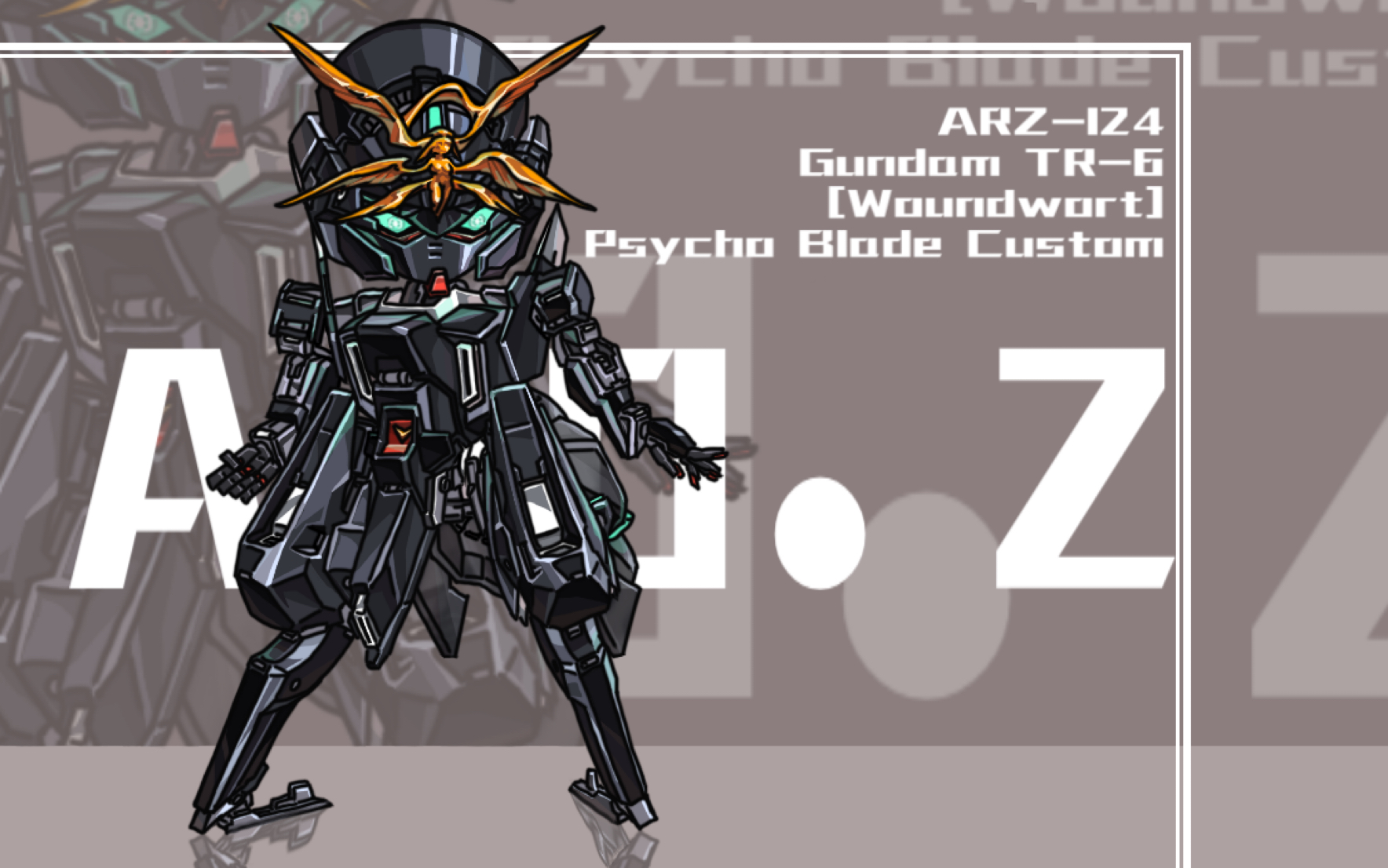 【绘画】arz-124 高达 tr-6 「伍德沃特」 精神力刃状天线 (q版)