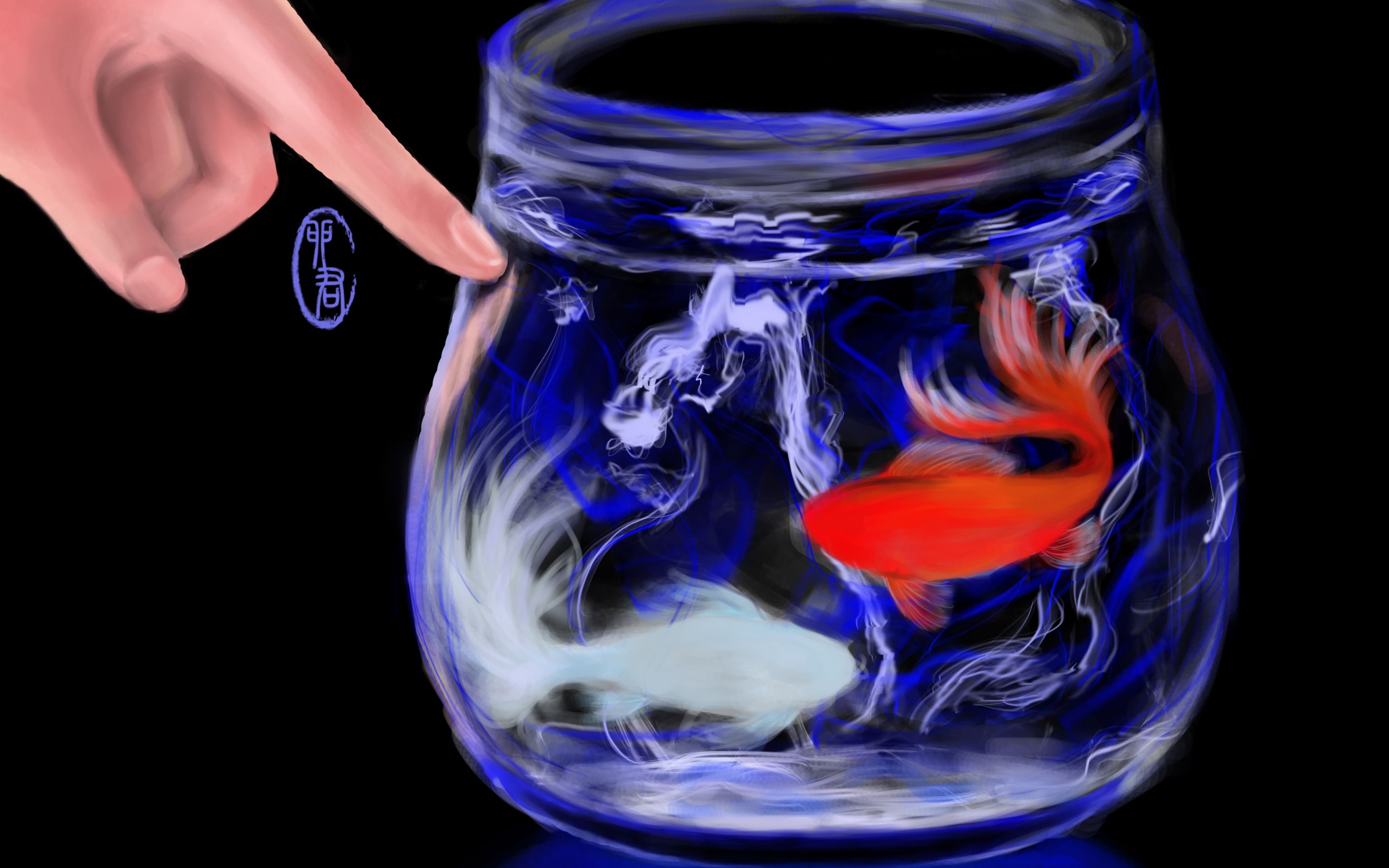 【板绘】厚涂两条鱼绘画过程_哔哩哔哩 (゜-゜)つロ 干杯~-bilibili