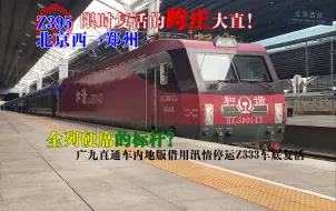 Download Video: 【CR】限期复活的跨庄大直？借用Z333车底开行的原京九直通车？标杆列车仅编硬席？广铁广九Z395(Z97分号图）次北京西→郑州乘车体验！