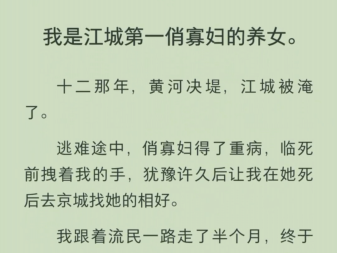 (全文)我是江城梅楼老板娘的养女,黄河把整个江城都淹了,老板娘带着我出城逃命,半路染了风寒,病死了,她让我投奔她旧友,给口饭就行哔哩哔哩...