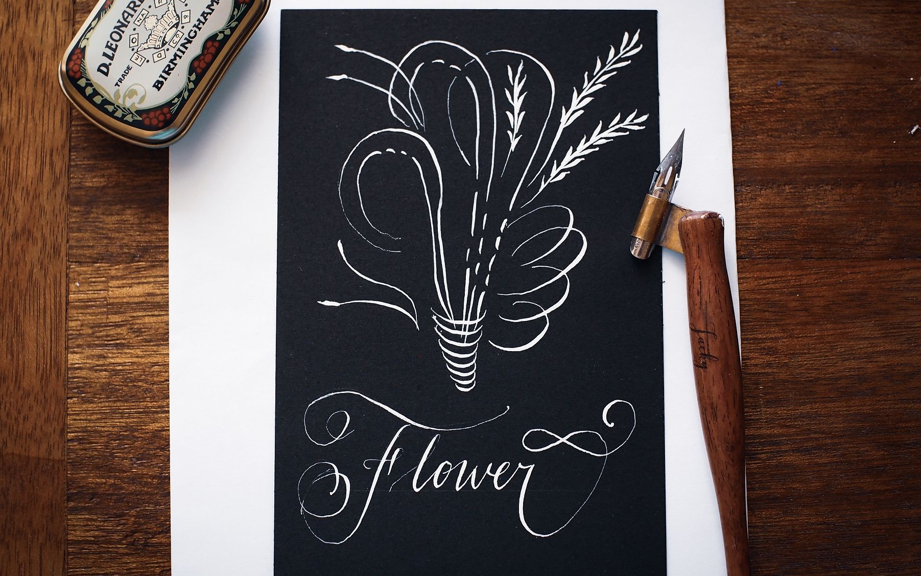 英文书法圆体copperplate画花flower