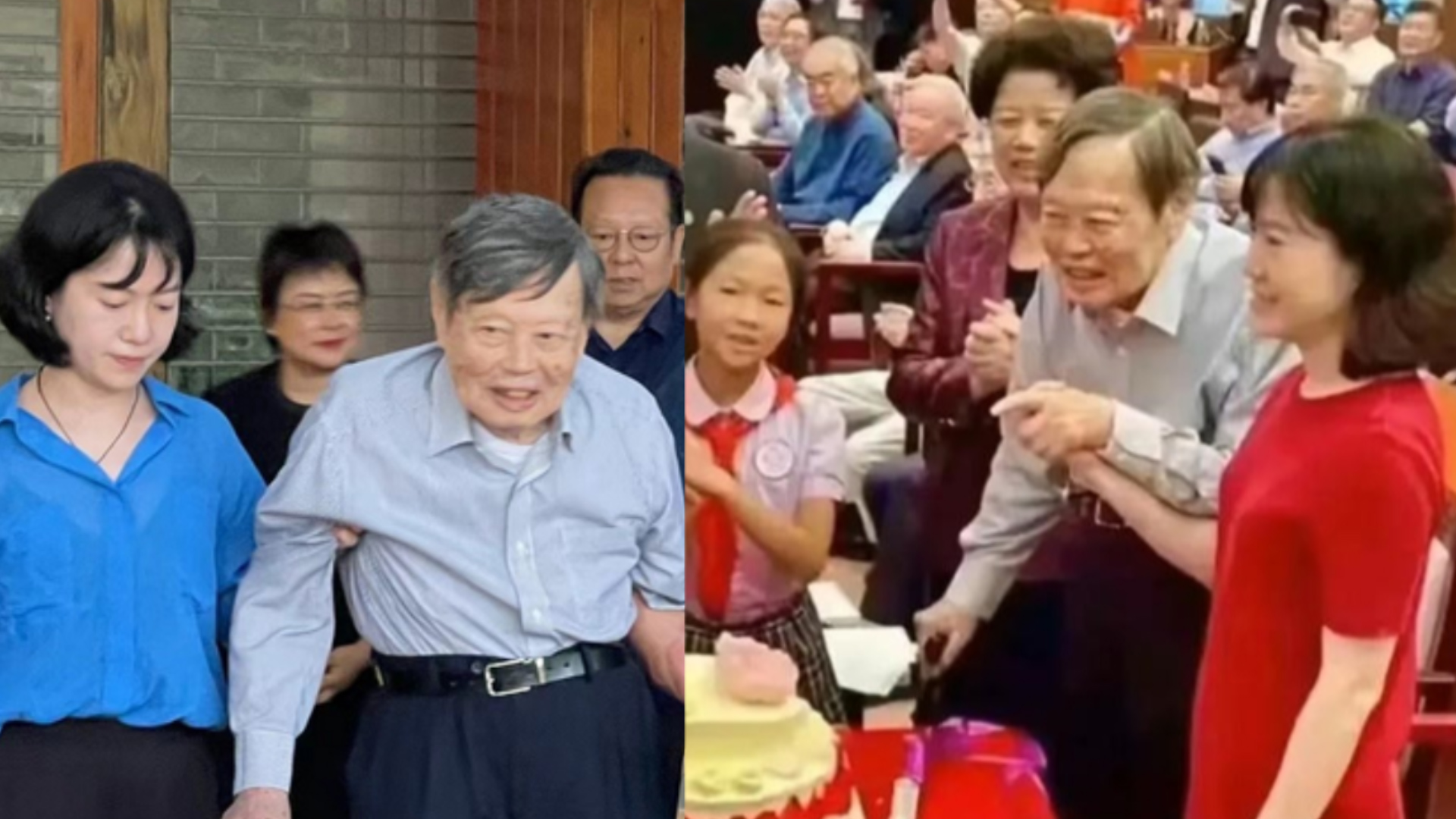 杨振宁迎100岁生日!小54岁翁帆陪伴左右,老先生聚会敬酒状态佳