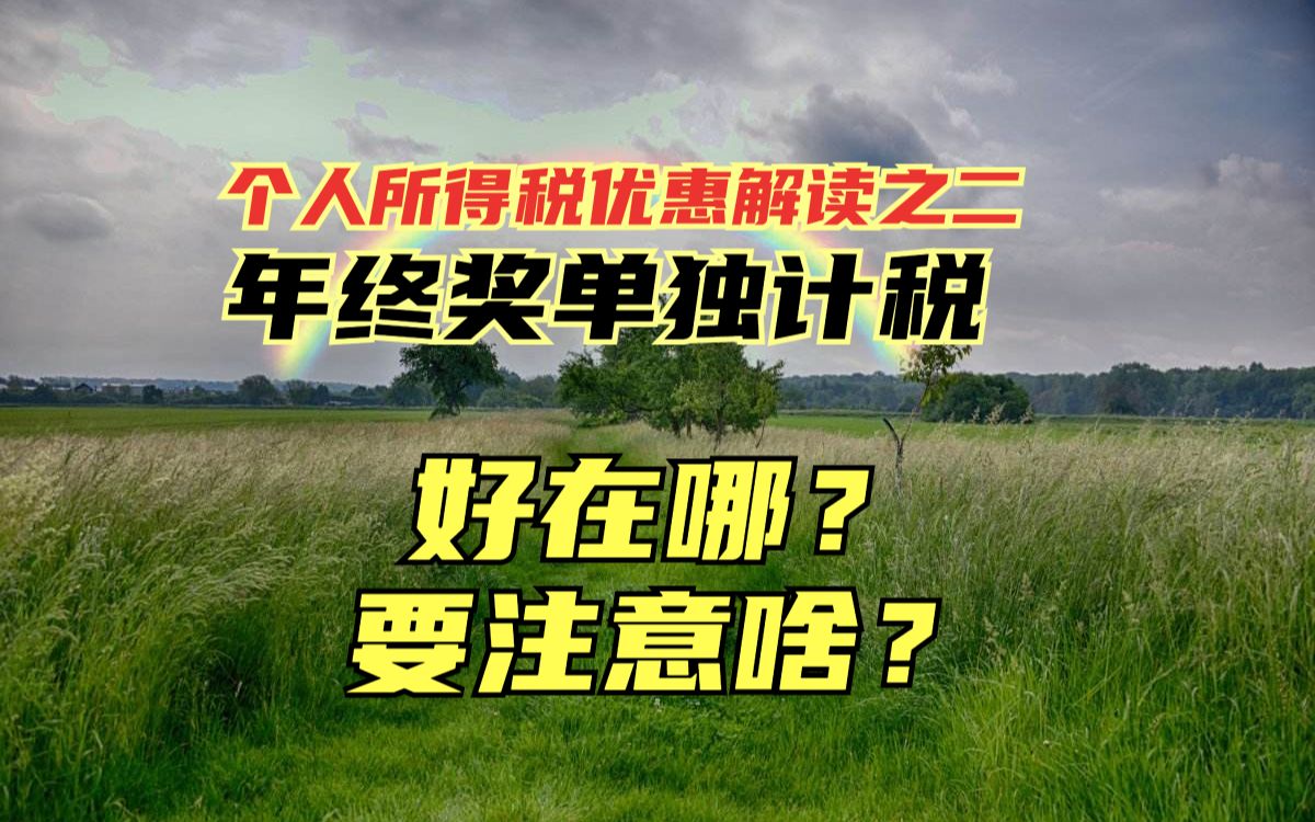 全年一次性奖金单独计税好在哪?用时注意啥?个税优惠解读之二哔哩哔哩bilibili