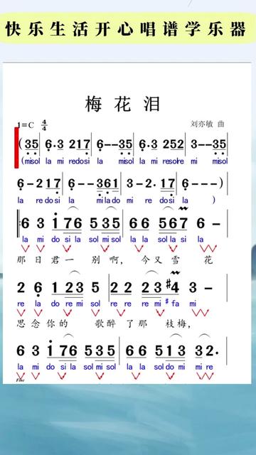 零基础简谱教唱 好听的经典歌曲梅花泪