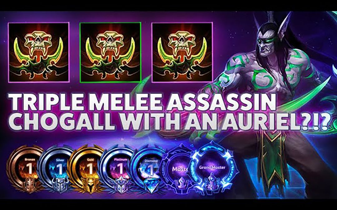 伊利丹: 古加尔配合奥利尔的三近刺阵容?!?Illidan  TRIPLE MELEE ASSASSIN CHOGALL WITH AN AURIEL?!?风暴英雄