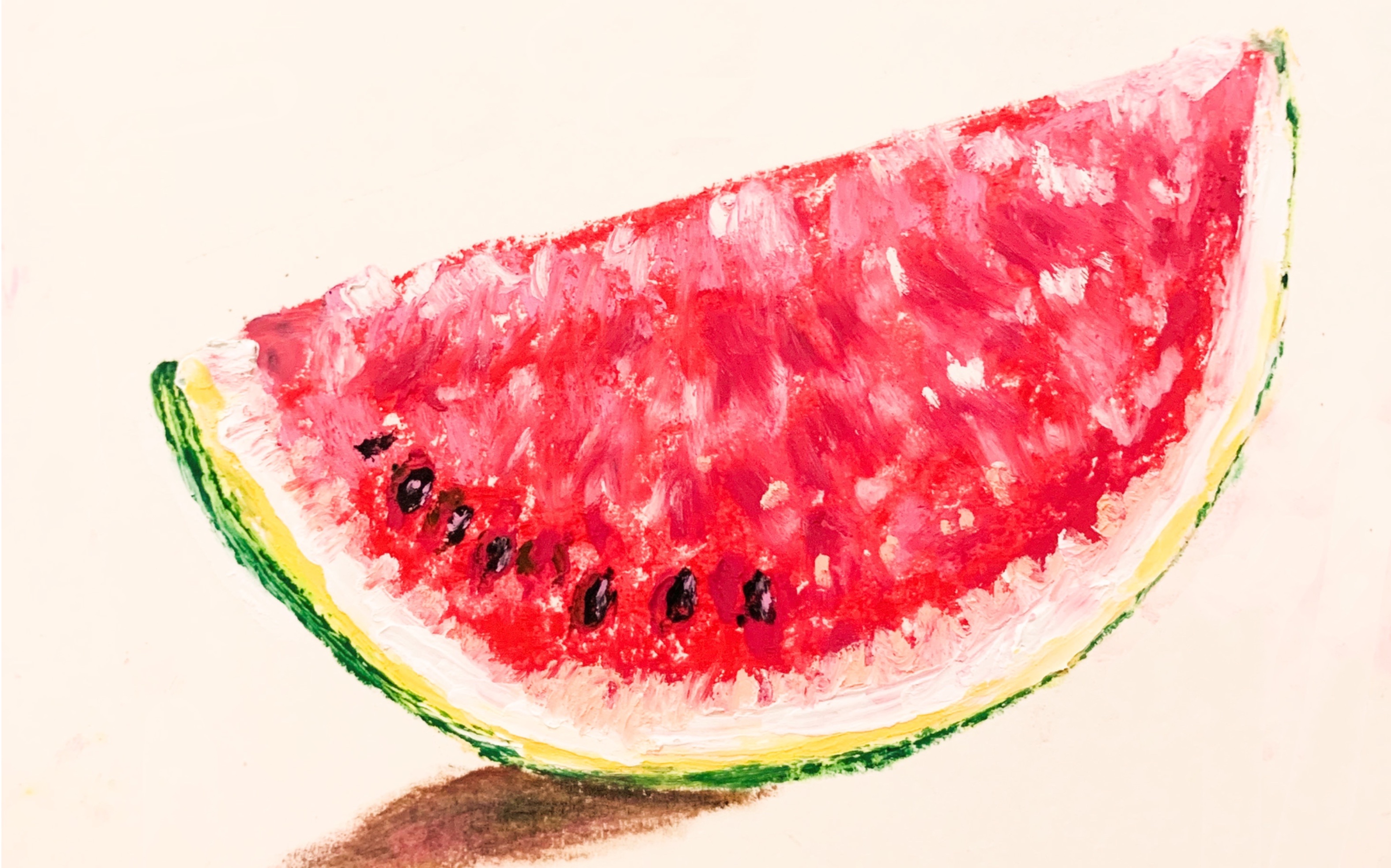 油画棒:一块沙瓤西瓜|视频教程.有多少人夏天离不开它?