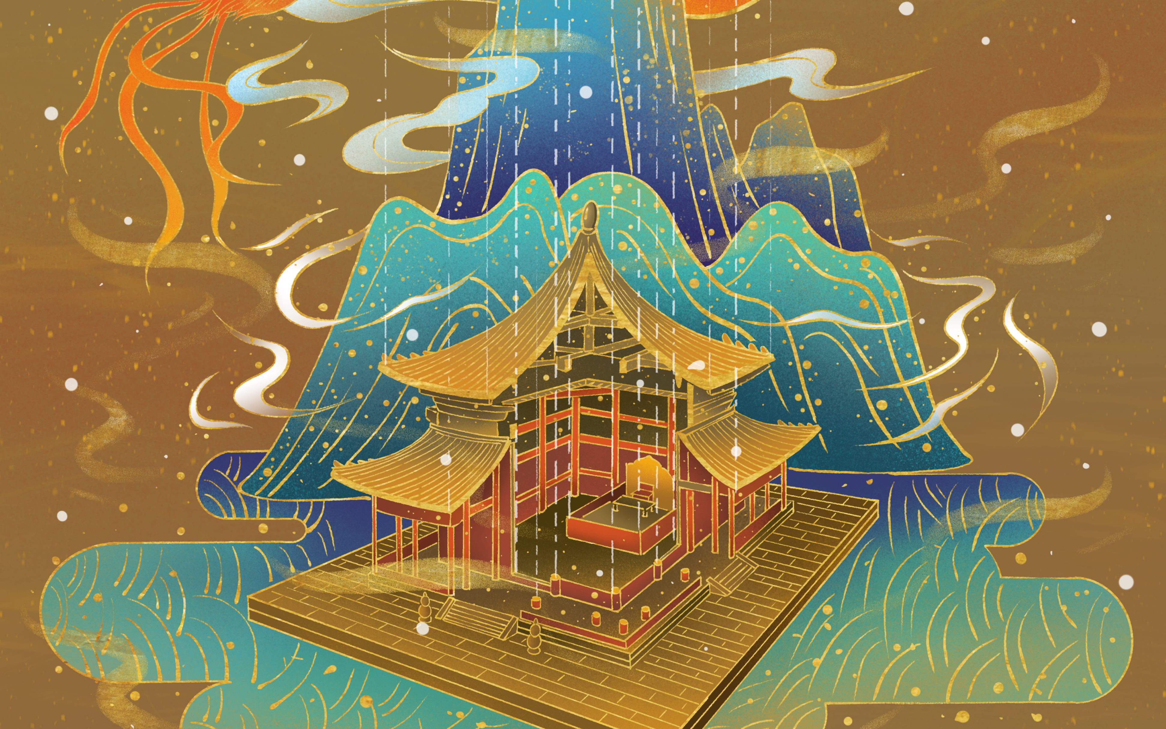 【ipad procreate】中国风金箔插画教程_哔哩哔哩_bilibili