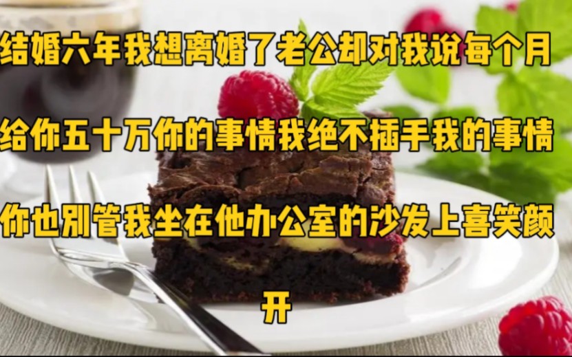 结婚六年,我想离婚了.老公却对我说:每个月给你五十万,你的事情我绝不插手,我的事情你也别管.我坐在他办公室的沙发上喜笑颜开,那公司的股份...