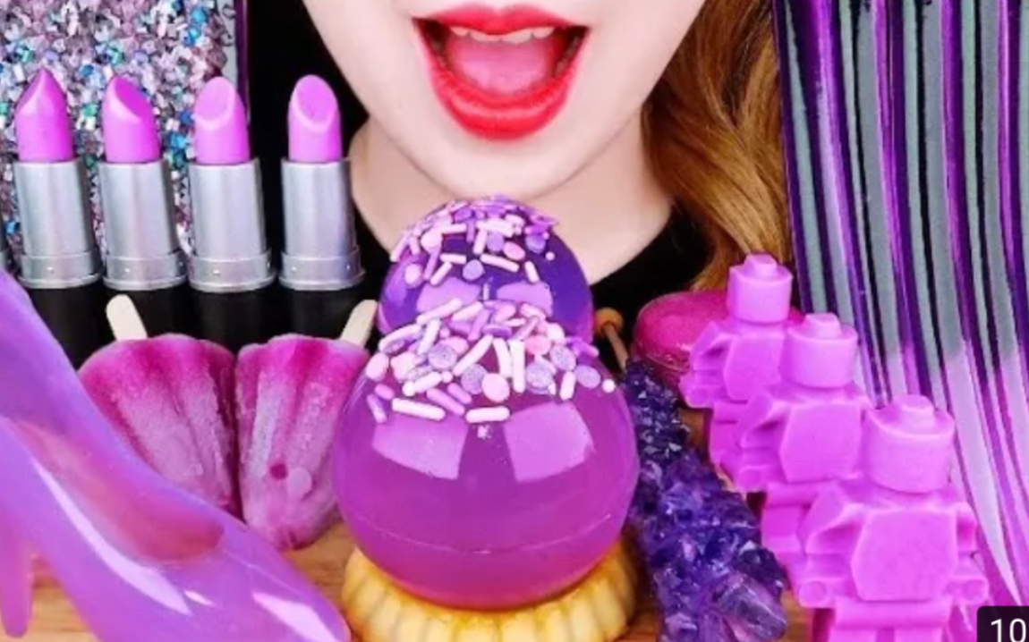 lesa紫色系列甜点果冻球果冻面条果冻片可食用高跟鞋可食用口红马卡龙