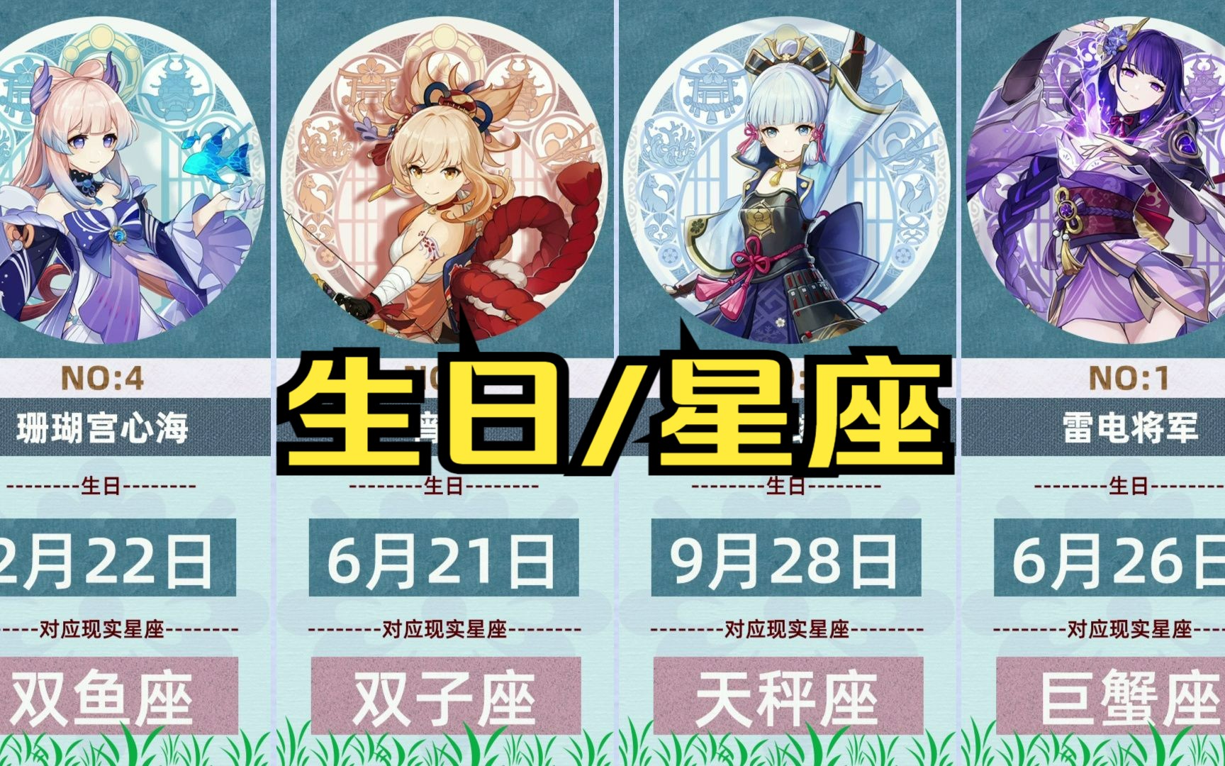 【原神】女角色们的生日及对应现实星座(上)