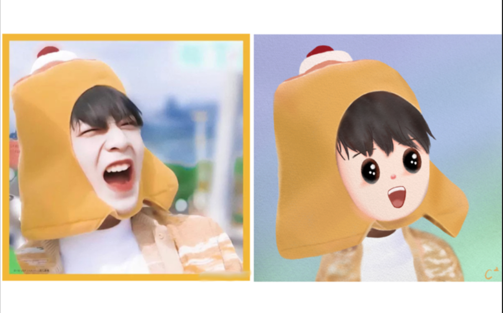 procreate板绘刘耀文卡通头像绘画过程