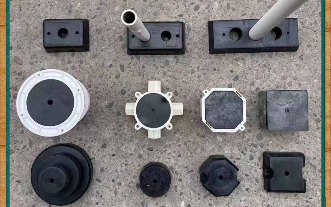 方盒八角盒预埋套筒铝模固定块定位器封堵模块预留垫块黑色橡胶