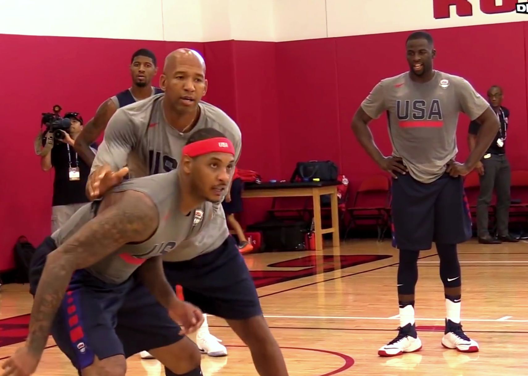 【one on one】梦之队 杜兰特 乔治 格林 安东尼 进攻训练【场边视角