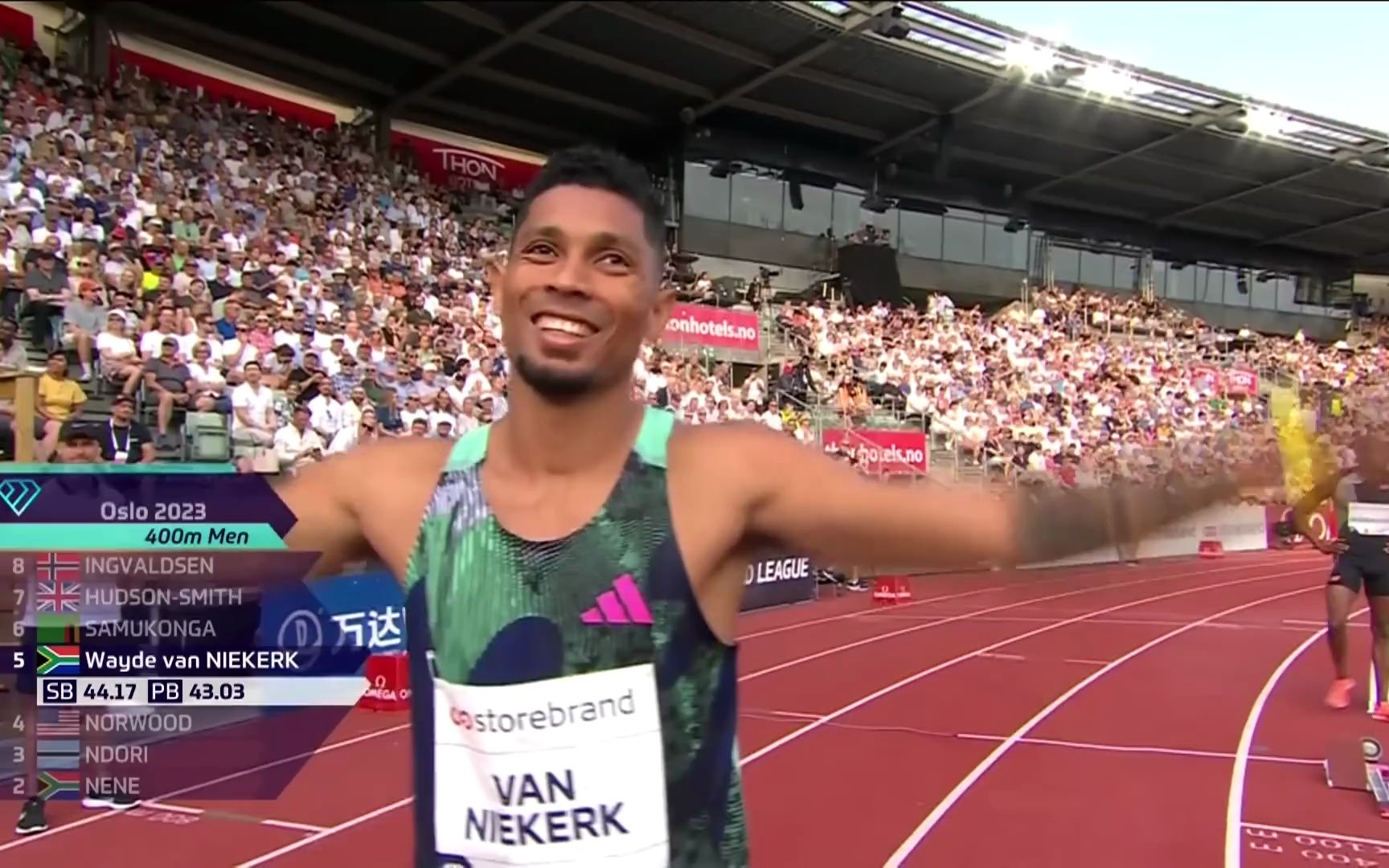 范尼凯克44.38状态延续 2023奥斯陆钻石联赛