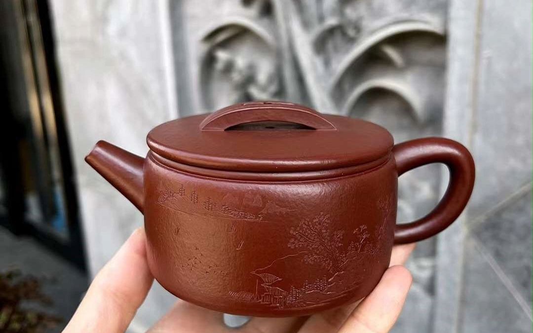 大口汉瓦紫砂壶三十目紫朱泥_全手工紫砂壶多少钱