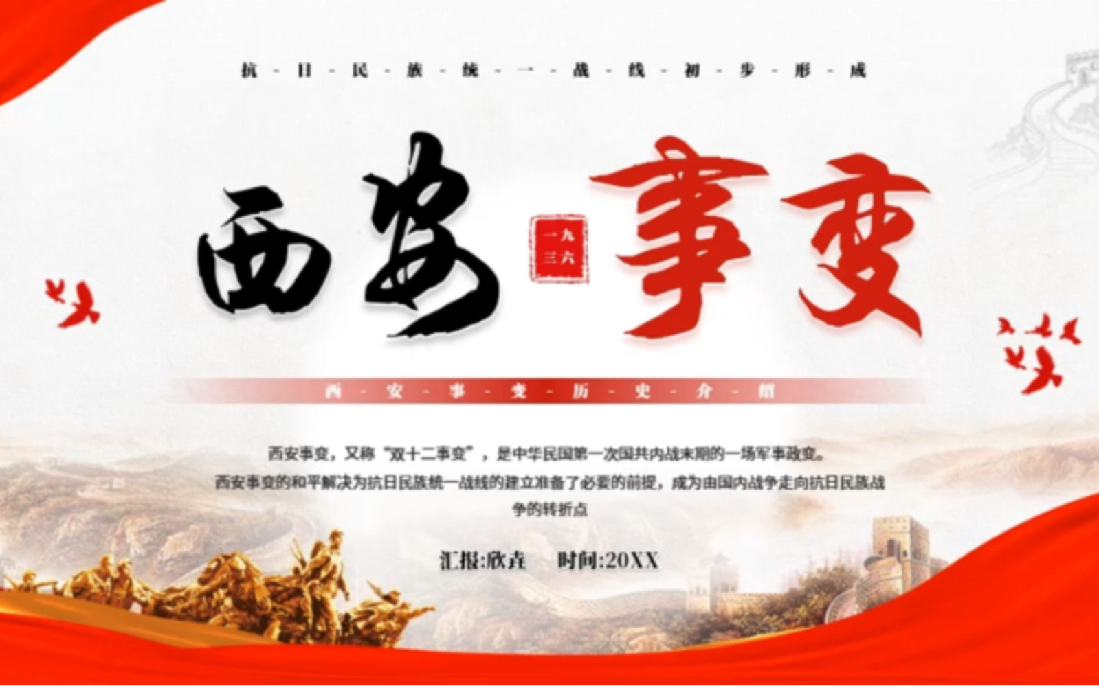 2179-西安事变纪念日勿忘国耻主题班会ppt模板