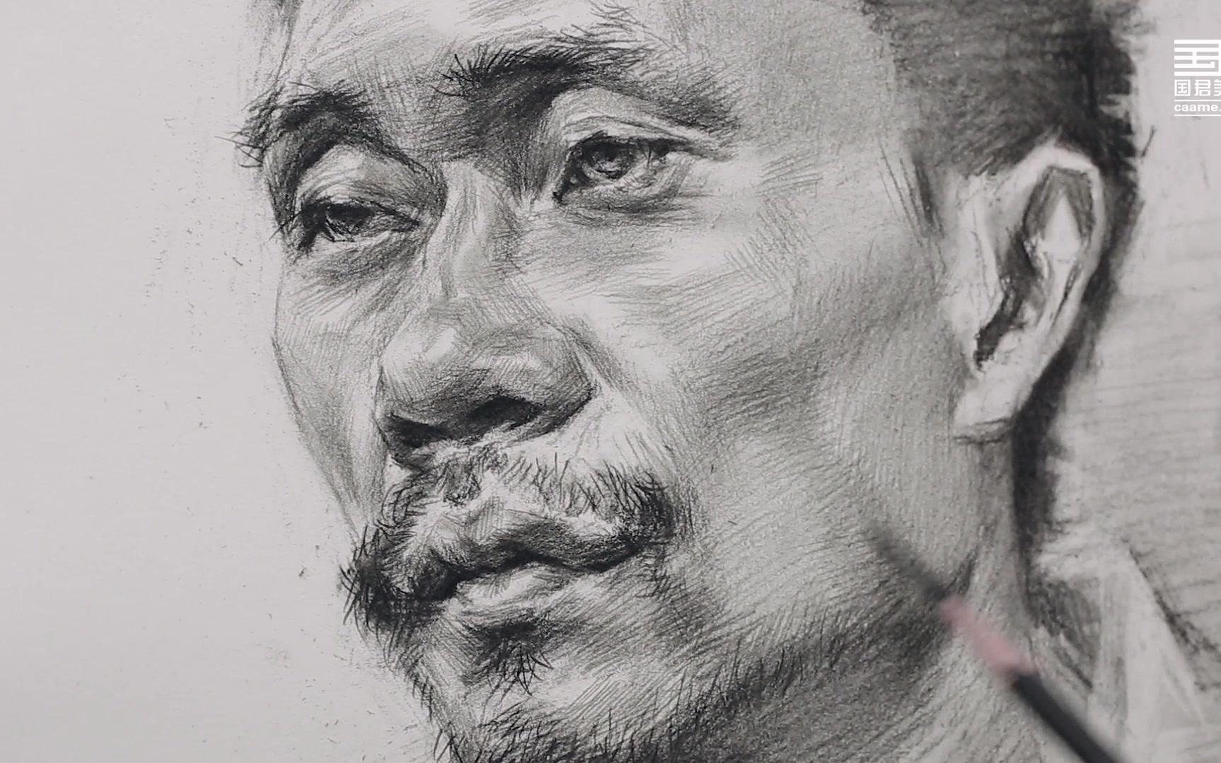 国君美术 素描头像 人物头像素描 男中年写生_哔哩哔哩 (゜-゜)つロ