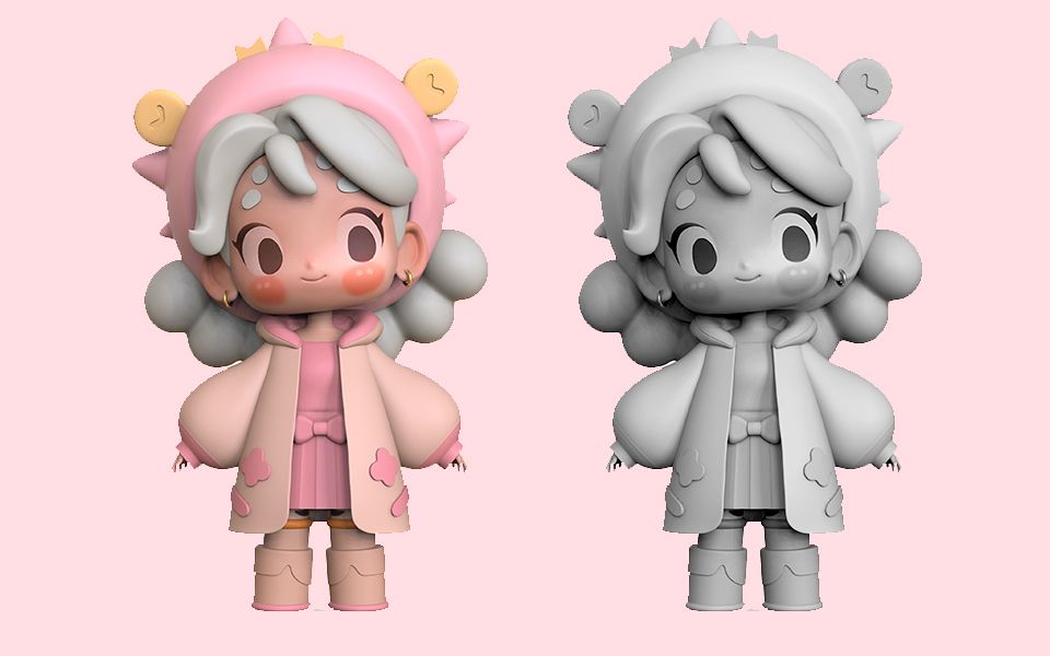 【zbrush手办雕刻】超可爱的q版卡通小手办制作,新手也能学会的手办