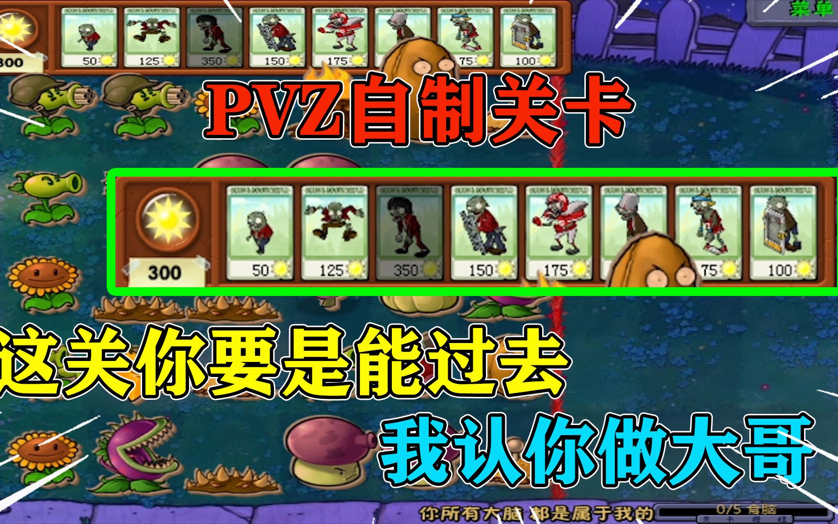 PVZ自制关卡:粉丝发来一个超难阵型,谁要是能过去我认他做大哥哔哩哔哩bilibili