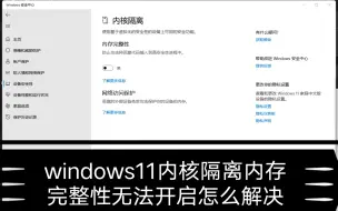 Télécharger la video: windows11内存完整性无法开启