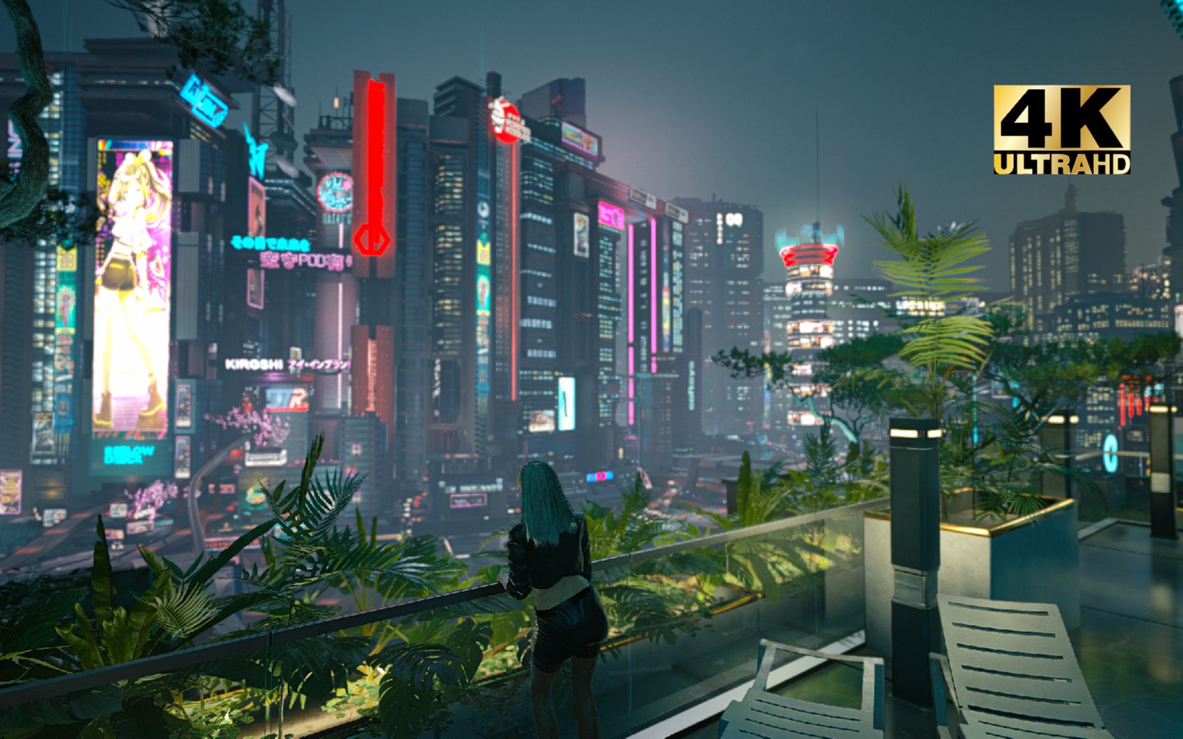 4k60帧 赛博朋克2077 丽斗酒店顶层豪华套房 最高画质 坐拥夜之城美景