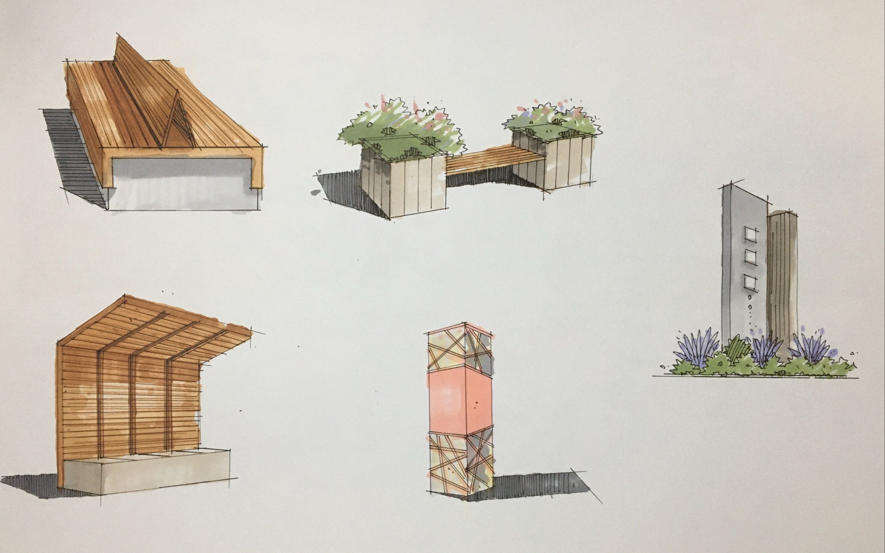 景观单体的手绘表现