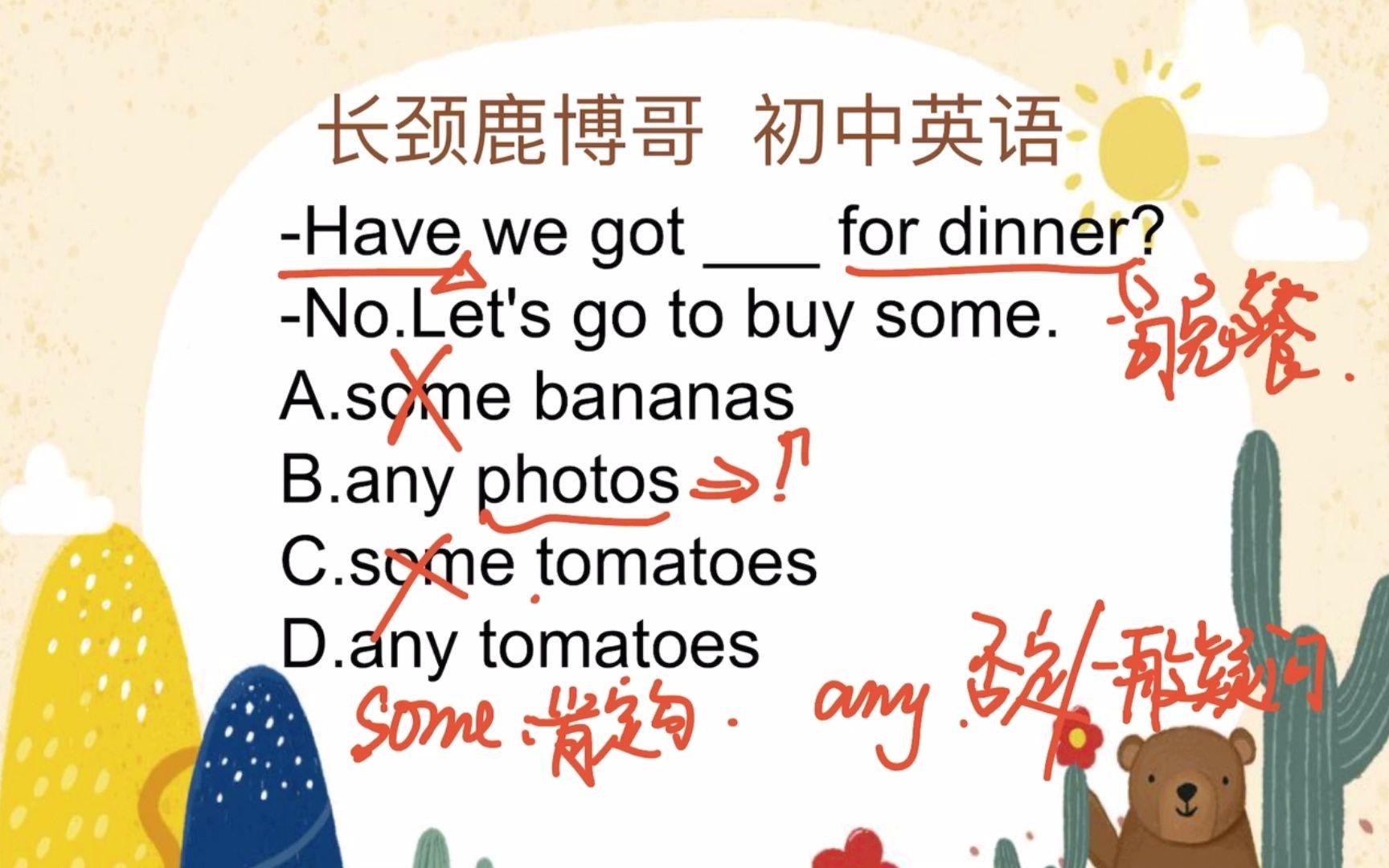 初中英语选择题,可数名词复数与some或any连用,注意什么?哔哩哔哩bilibili