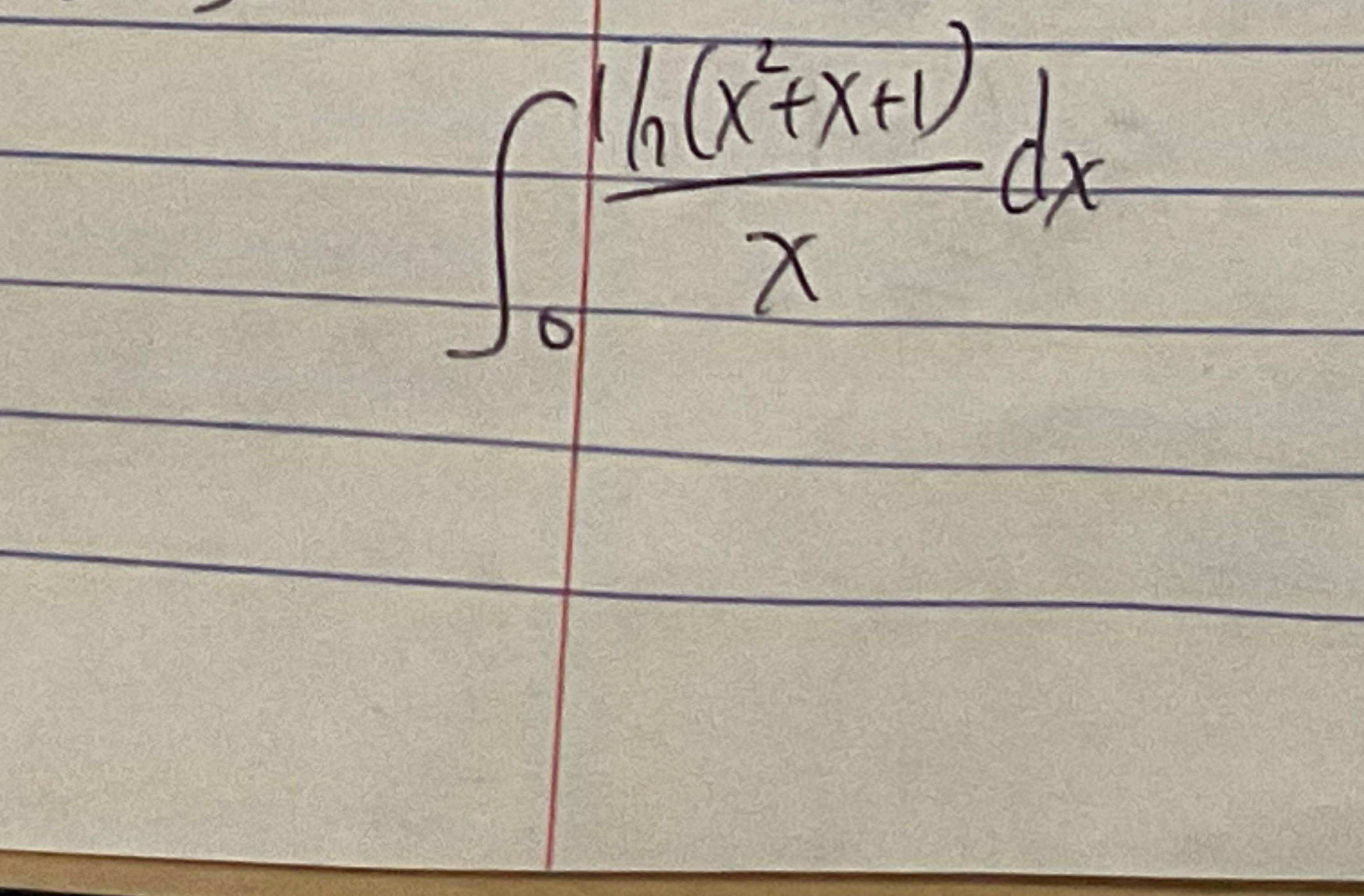 [图]积分ln(x^2+x+1)/x从0到1