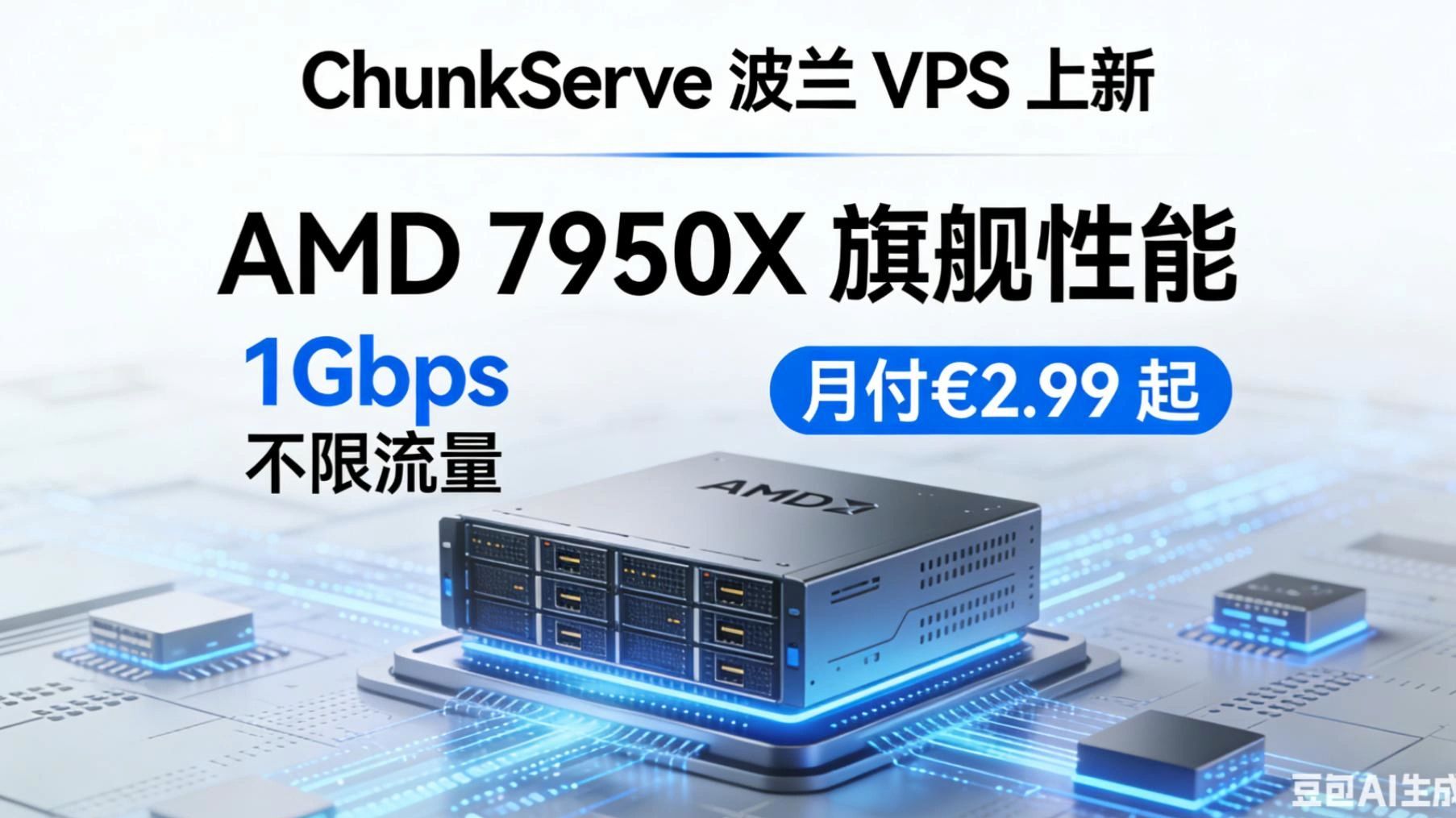 炸场价!ChunkServe 波兰 VPS 上新|AMD 7950X 旗舰 + 1Gbps 不限流量 €2.99 / 月起