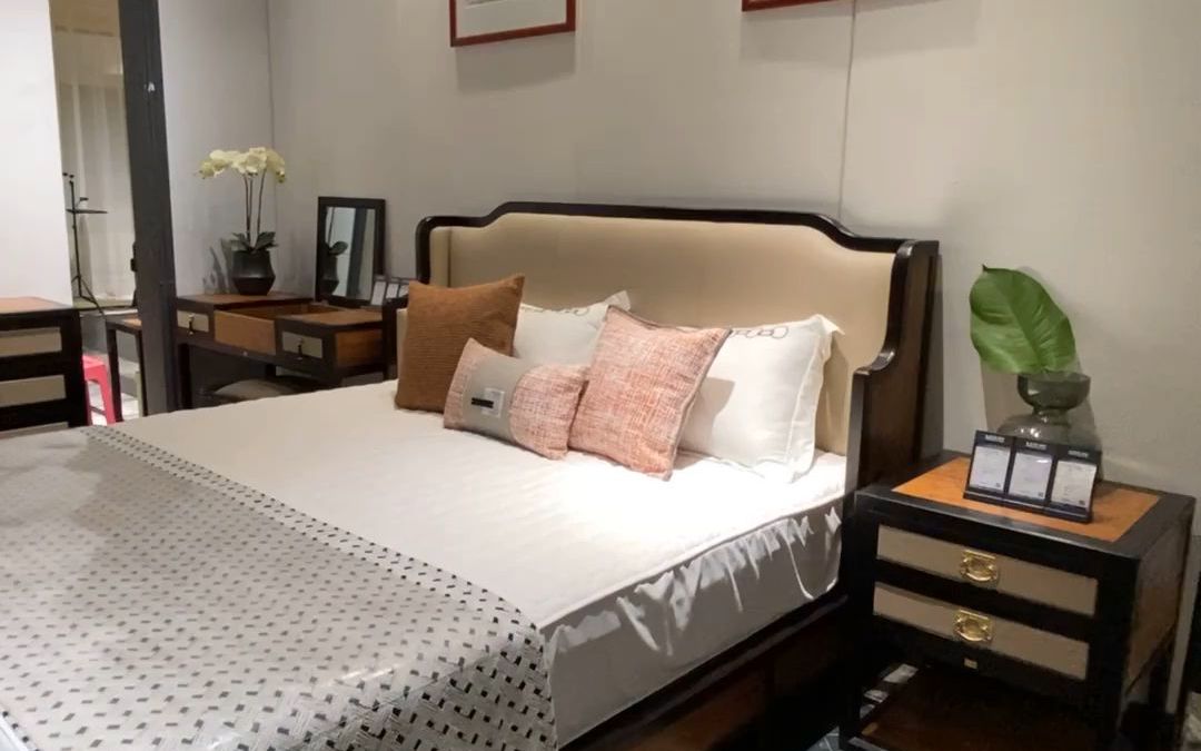 威海苏梨红木牛皮床 舒适时尚